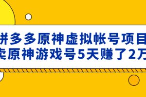 (4860期)外面卖2980的拼多多原神虚拟帐号项目:卖原神游戏号5天赚了2万
