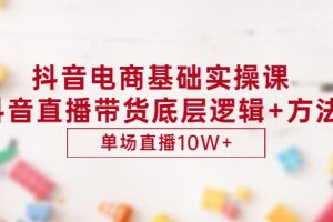 （2906期）抖音电商基础实操课，抖音直播带货底层逻辑+方法 单场直播10W+（价值980）
