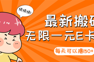 （2860期）【高端精品】最新搬砖无限一元E卡项目，每天可以撸150+多劳多得，可实操