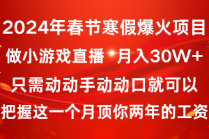 （8721-1期）2024年春节寒假爆火项目，普通小白如何通过小游戏直播做到月入30W+