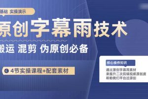 (10270期)原创字幕雨技术,二次剪辑混剪搬运短视频必备,轻松过原创