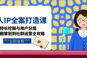 （15126期）个人IP全案打造课，特长挖掘与用户分层，朋友圈策划到社群运营全攻略