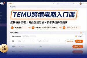 （15682期）TEMU跨境电商入门课，店铺注册流程，商品创建方法，新手快速开店指南