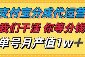 (16159期)十月最强捡钱项目,支付宝分成代运营,我们干活,你等着分钱!单号月产…
