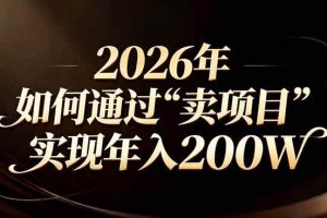 (17309期)站在2026年的十字路口:一个普通人如何通过卖项目实现年入200万