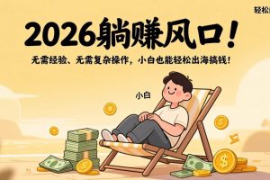 (17436期)2026躺赚风口!无需经验、无需复杂操作,小白也能轻松出海搞钱!