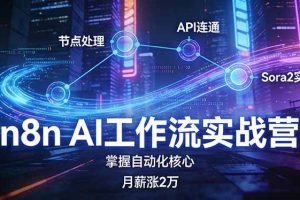 (17458期)n8n AI工作流实战营,节点处理+API连通+Sora2实战,掌握自动化核心月薪涨2万