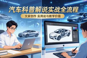 (17665期)抖音汽车科普解说实战:文案+动画+画面处理+去水印全流程,打造专业汽车科普视频